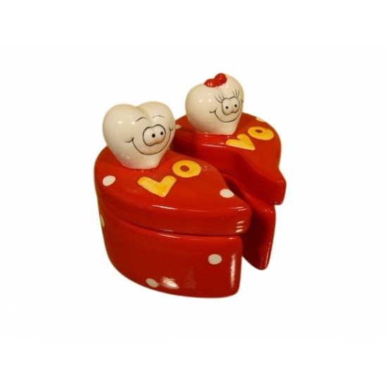 Szelence kerámia szív 8*9cm 2részes piros