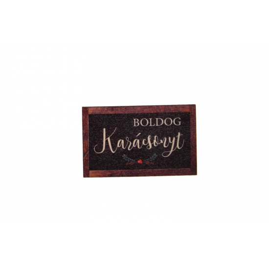 Tábla Boldog Karácsonyt fa LV 8*5cm téglalapon barna-fekete