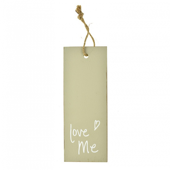 Tábla fa 24*9cm akasztós Love me felirat bézs DK