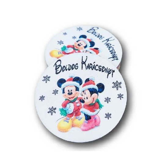 Tábla fa 70-ES KÖR MICKEY ÉS MINNIE 7*7cm LV