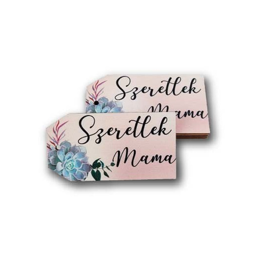 TÁBLA fa BILÉTA PÚDER RÓZSASZÍN SZERETLEK MAMA 3,7*6,9cm LV