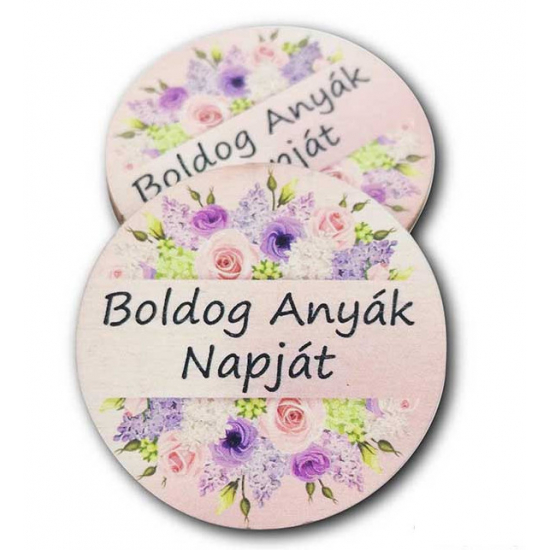 Tábla fa BOLDOG ANYÁK NAPJÁT VIRÁGOS PÚDER 7cm LV