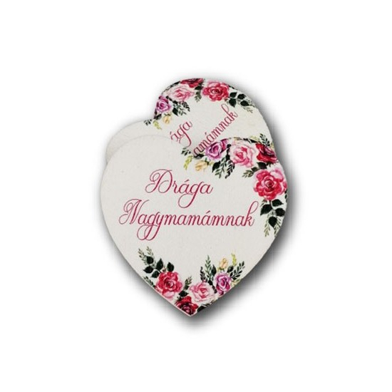 TÁBLA fa DRÁGA NAGYMAMÁMNAK SZÍV 7*7,7cm LV