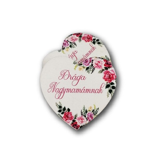 TÁBLA fa DRÁGA NAGYMAMÁMNAK SZÍV-SZÍNES 5*5cm LV