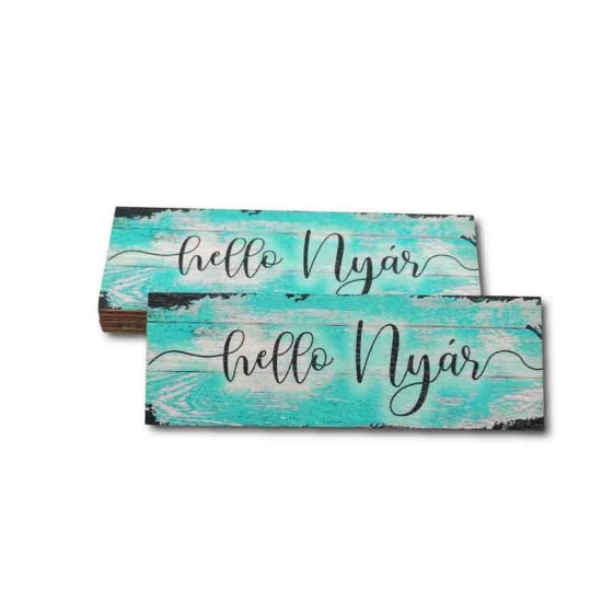 Tábla fa Hello Nyár türkiz-fekete deszka 3,4*10cm LV