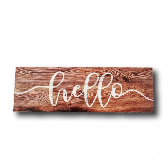 Tábla fa HELLO téglalap fahatású 20*6,5cm LV