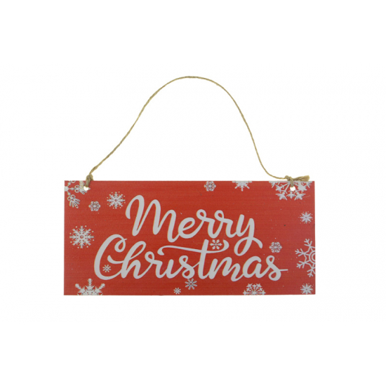 Tábla fa Merry Ch. 20X13CM akasztós piros/fehér
