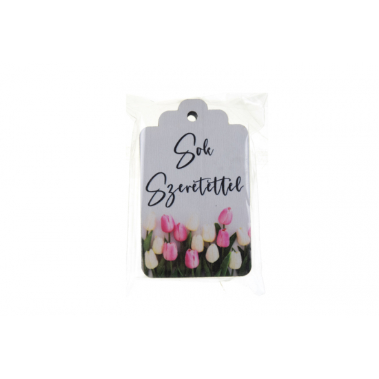 Tábla fa Sok Szeretettel 6,5*4cm cikornyás biléta