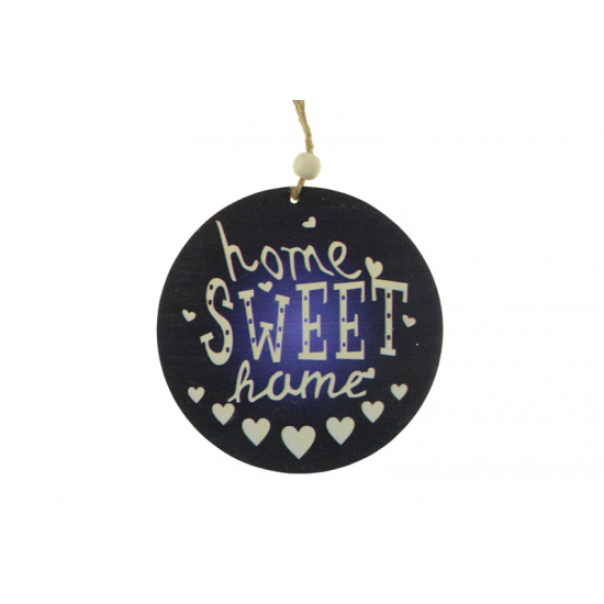 Tábla fa Sweet home D10CM akasztós fekete/kék