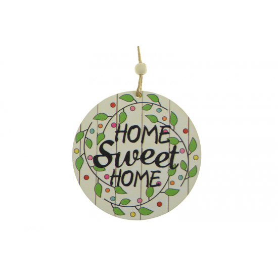 Tábla fa Sweet home D10CM mintás zöld/fehér