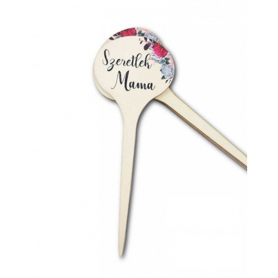 TÁBLA fa SZERETLEK MAMA LESZÚRÓ VIRÁGOS 14,7*5,3cm LV