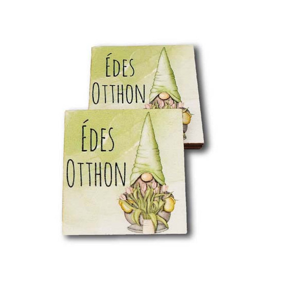Tábla fa szögl. ÉDES OTTHON- ZÖLD MANÓ 5,8CM LV