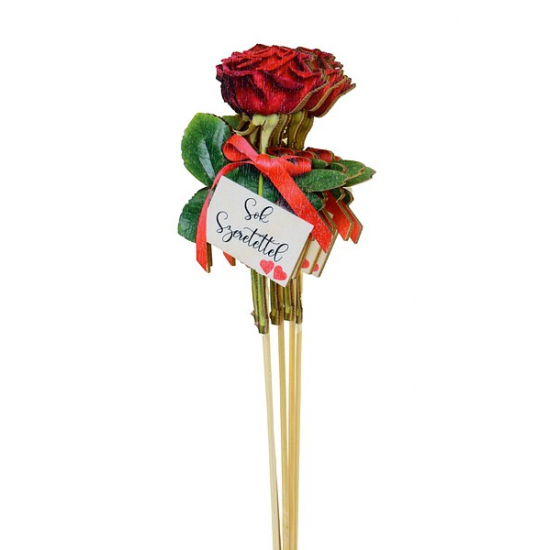 TÁBLA fa RÓZSASZÁL 11*7cm SOK SZERETETTEL LV
