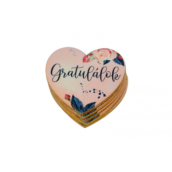 TÁBLA fa SZÍVECSKE 5*5,1cm GRATULÁLOK LV