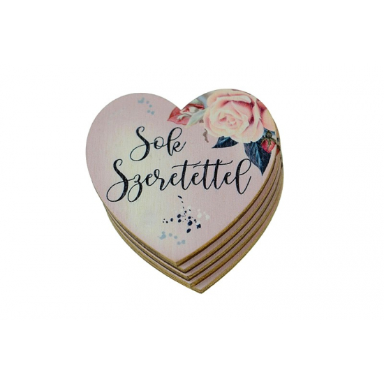 Tábla fa Szivecske 5*5,1cm Sok szeretettel LV