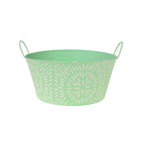 Tál fém D23 H11cm mandala mintás 2fülel zöld