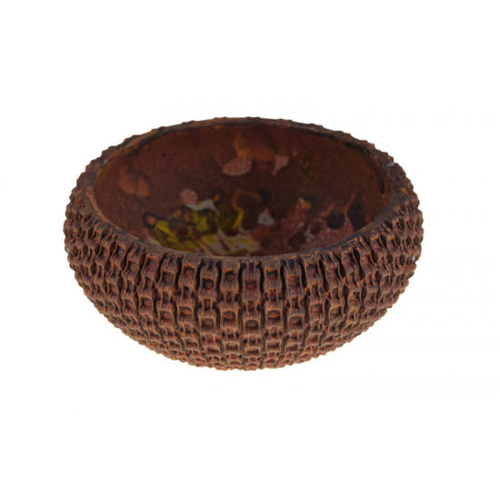 Tál kő lánc mintás D30*9cm rozsdabarna