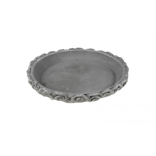 Tál cement lapos rózsás D25 H3 szürke