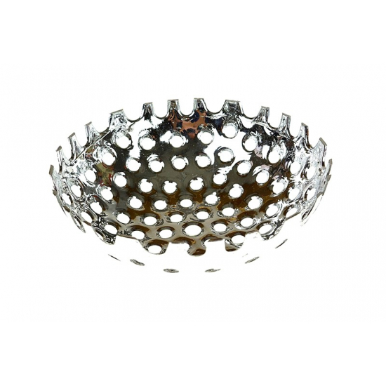 Tál plasztik D26cm kerek áttört mintás galvanizált ezüst