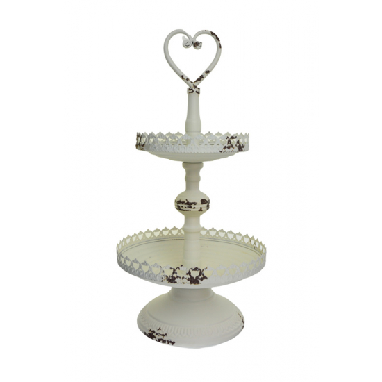 Tálca fém D21*24CM 2szintes fehér
