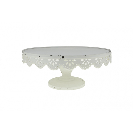 Tálca tortához fém 32.5*32.5*13.5CM alacsony fehér