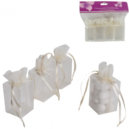 Tasak organza 8,5cm s/4 fehér
