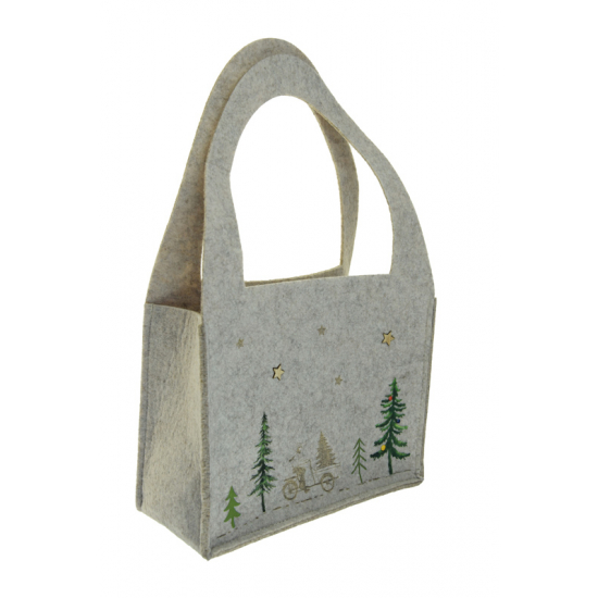 Táska filc 22*10*16cm nagy füllel szürke