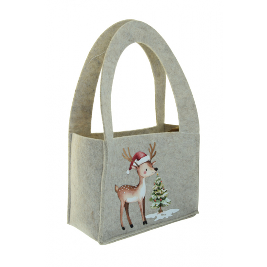 Táska filc 24*10*35cm szarvassal nagy füllel szürke