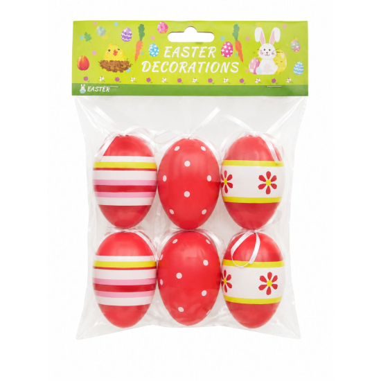 Tojás műanyag 6cm s/6 piros/fehér