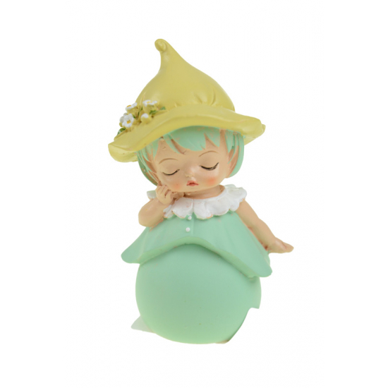 Tündér poly 10cm virágos zöld