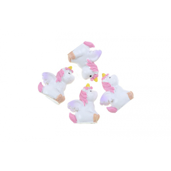 Unikornis poly 2,9cm ülő fehér