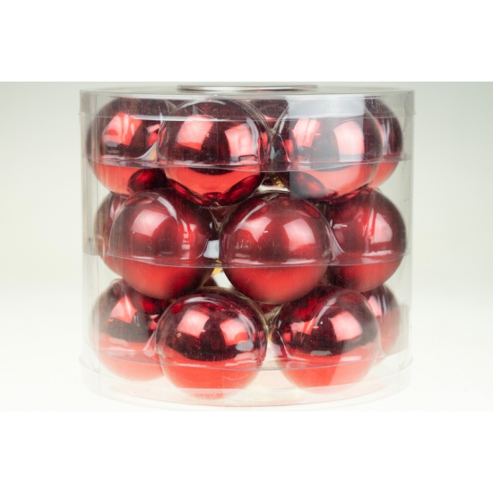 Üveggömb 6cm s/18 piros mix
