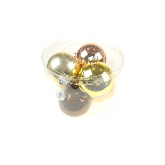 Üveggömb 8cm s/6 mix barna/réz