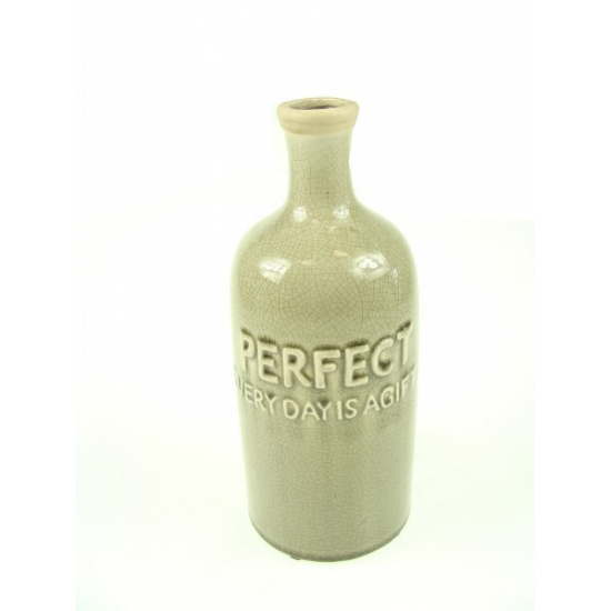 Váza kerámia PERFECT felirattal D10,5*H26cm s.szürke