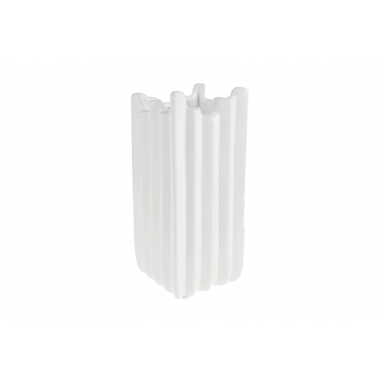 Váza kerámia szögletes sáv mintás 7*16cm fehér DK