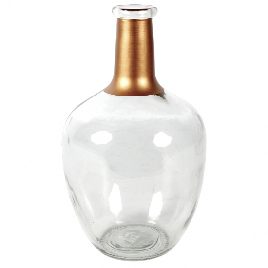 Váza üveg 30cm átlátszó/bronz