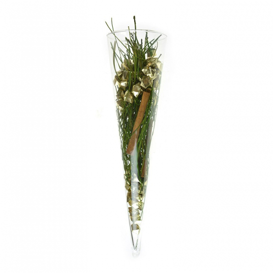 Üveg váza tölcsér forma H40*10cm akasztható átlátszó