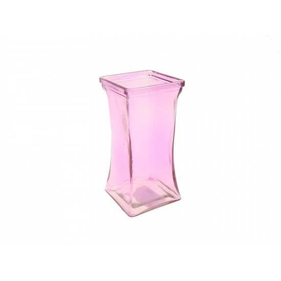 Váza üveg szögletes 8,5*8,5*17cm pink