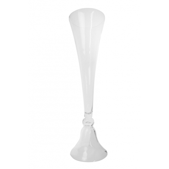 Váza üveg talpas H100D28cm átlátszó