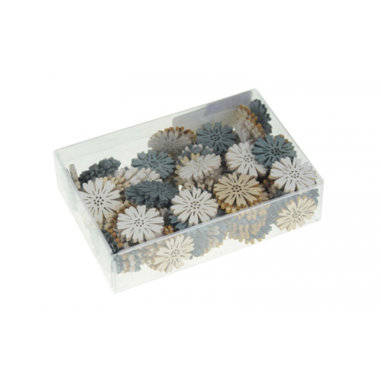 Virág fa 2,5cm s/120 mix szürke/natúr/fehér