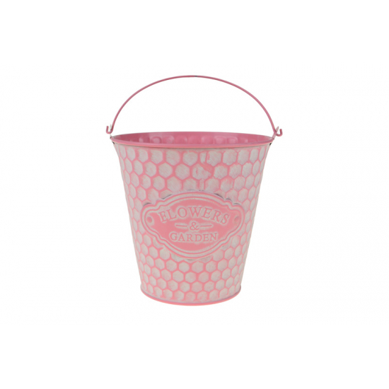 Vödör fém méhsejtmintás D15/10*H14.5CM rózsaszín