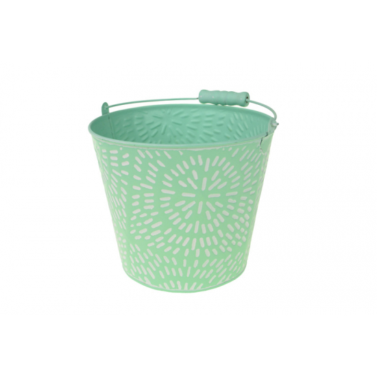 Vödör fém D19 H16/27cm mandala mintás zöld