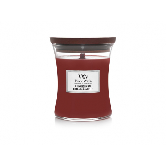 WoodWick illatgyertya közepes üveges 275g Cinnamon Chai