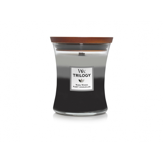 WoodWick illatgyertya közepes üveges 275g trilogy Warm Woods